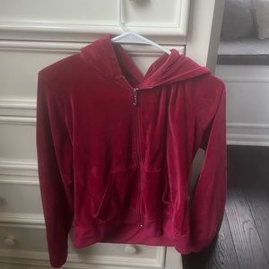 Bright Red Juicy Couture zip up sweatshirt